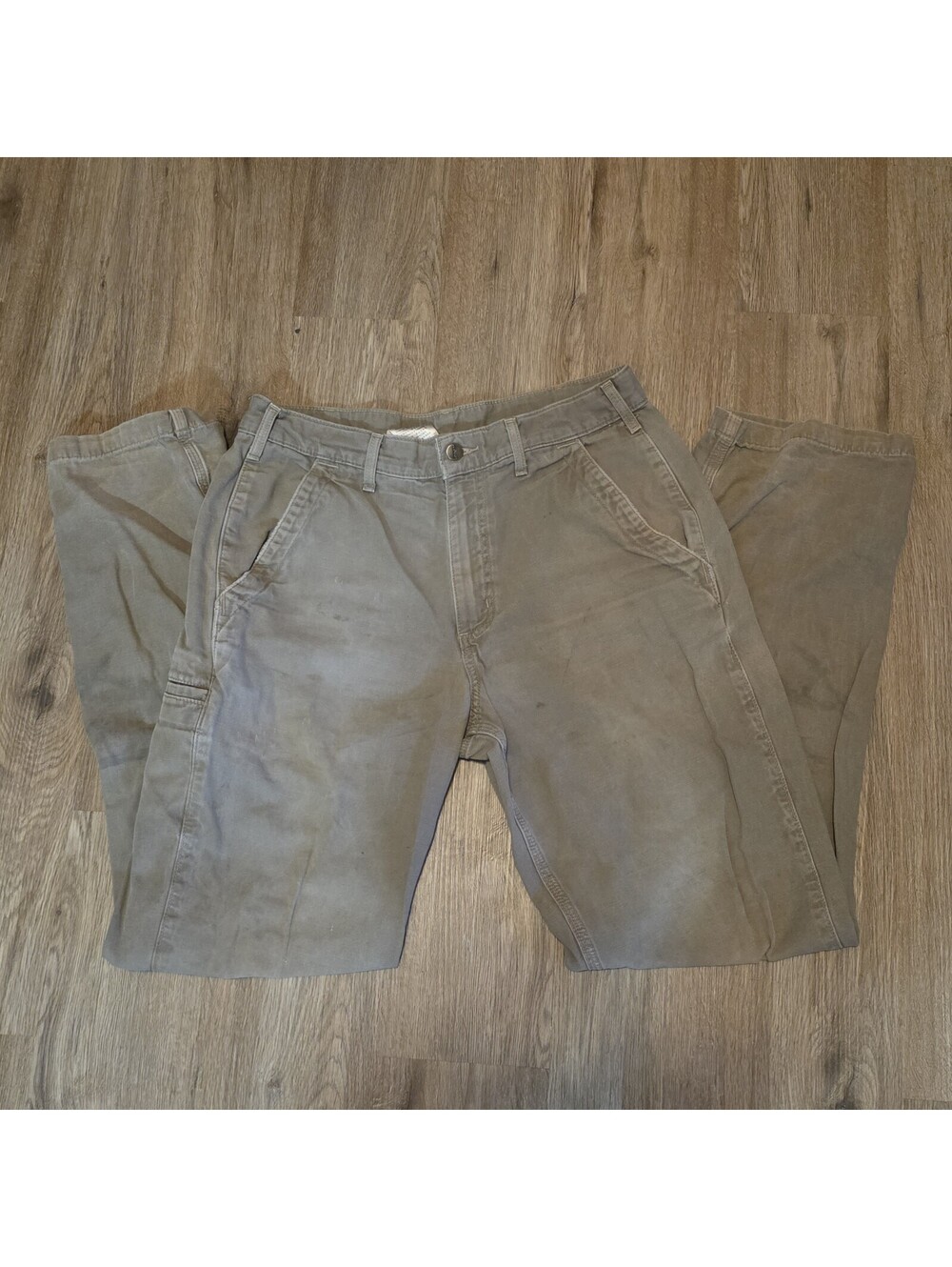 Carhartt B299 MUS 33x32 Mushroom Canvas Work Pants Distressed Relaxed Fit